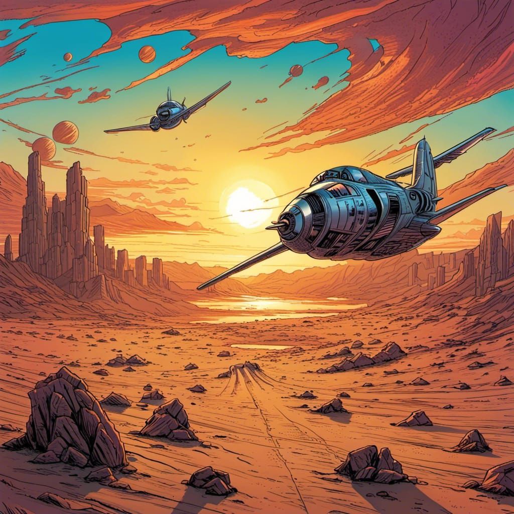 Desert Planet Sunrise: Comic Book Art