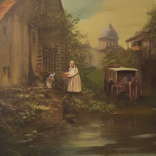 Bored Woman in 17th Century Clothing as Oil Painting