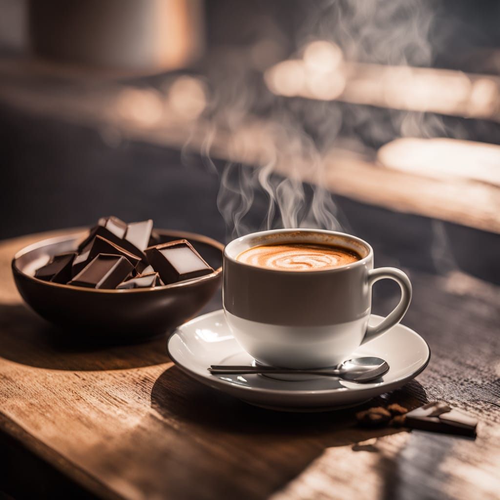 Warm Coffee and Chocolate Still Life in Soft Focus