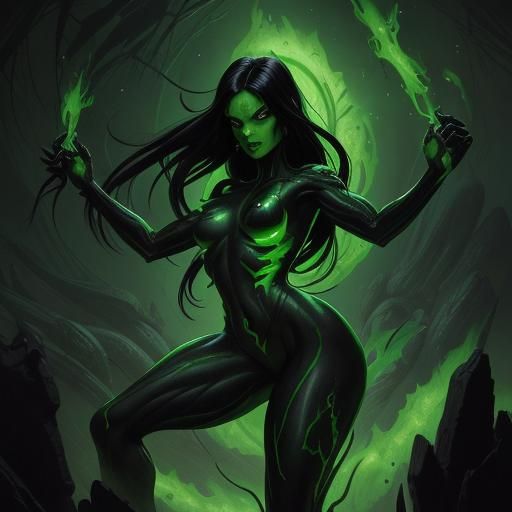 Shego Xenomorph Engulfed in Green Flames