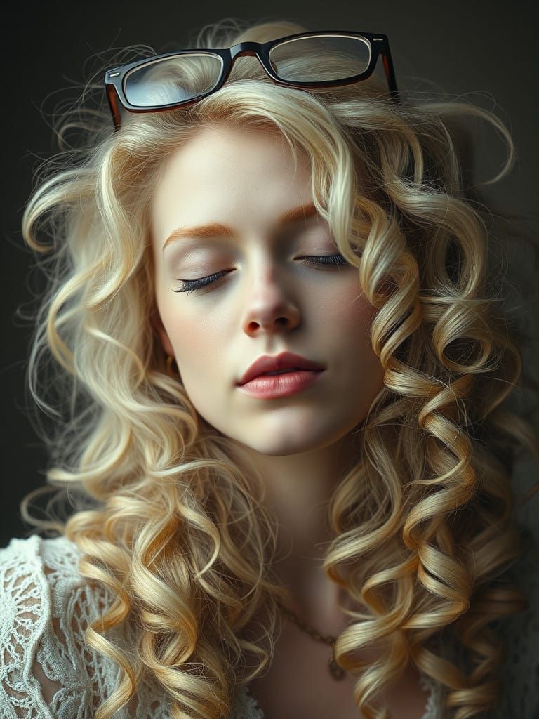 Woman in Ethereal Glow with Glasses, in a Dreamy Waterhouse...