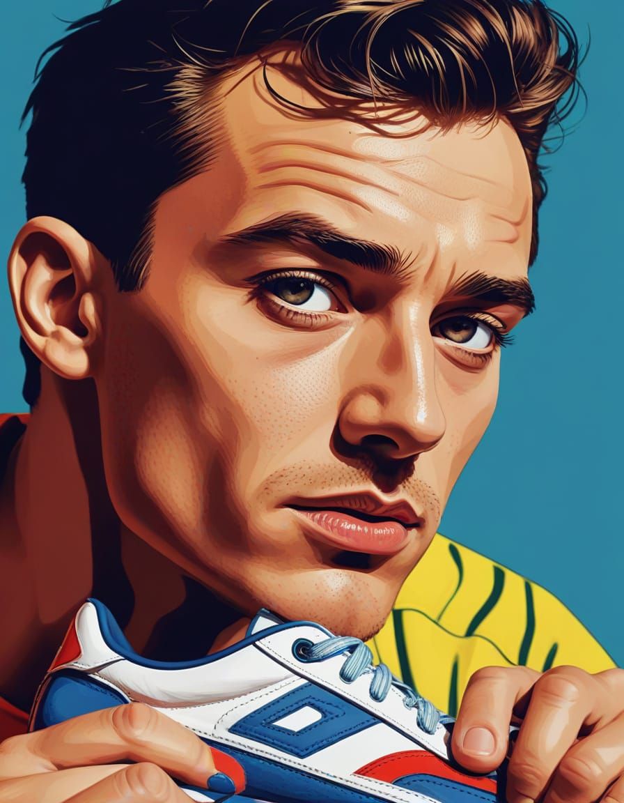 Vibrant Pop Art Portrait of Billy in Cleats