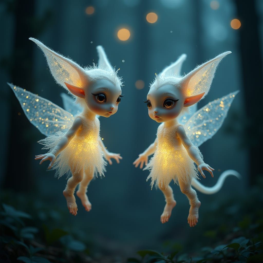 Luminous Aether Elves in Glowing Forest