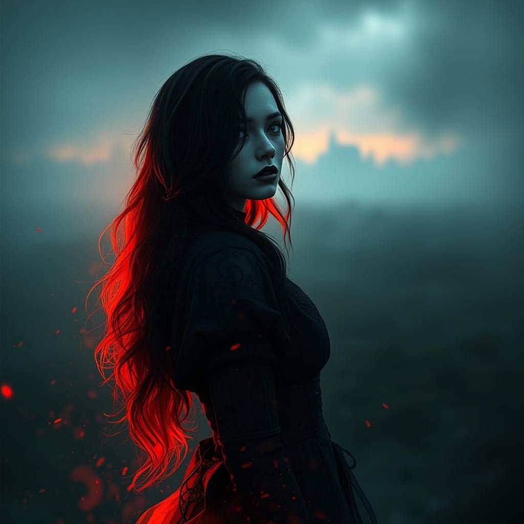 Ethereal Gothic Beauty Emerges from Twilight Moor