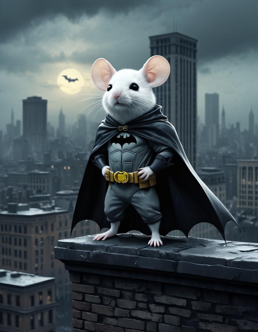 Cute Batman Mouse in Gloomy Gotham