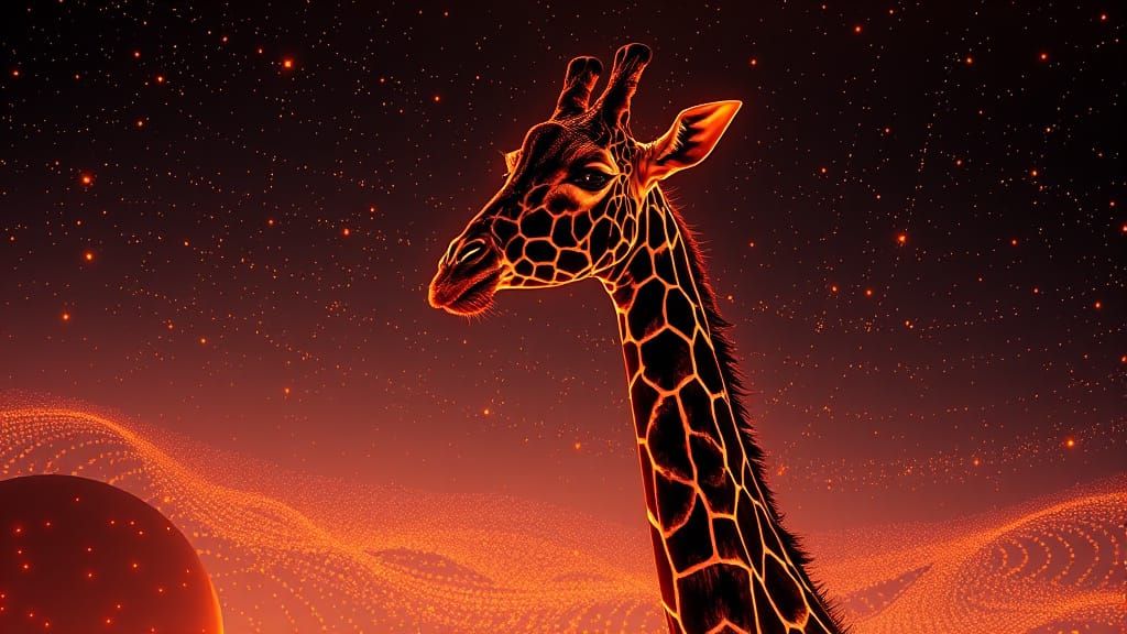 Surreal Geometric Giraffe with Neon Aura