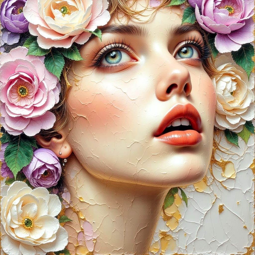 Hyperrealistic Floral Impasto Oil Painting