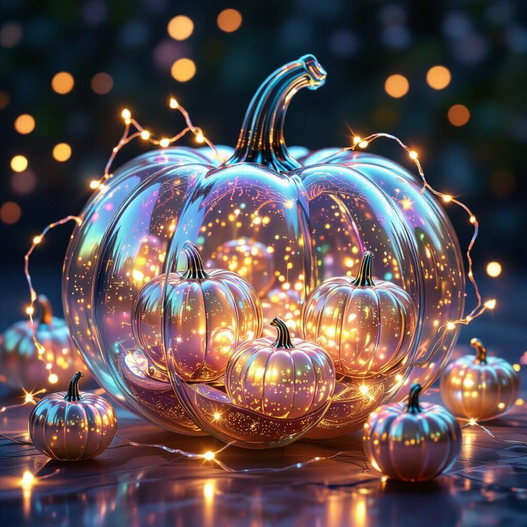 Magical Glass Pumpkin with Fairy Lights