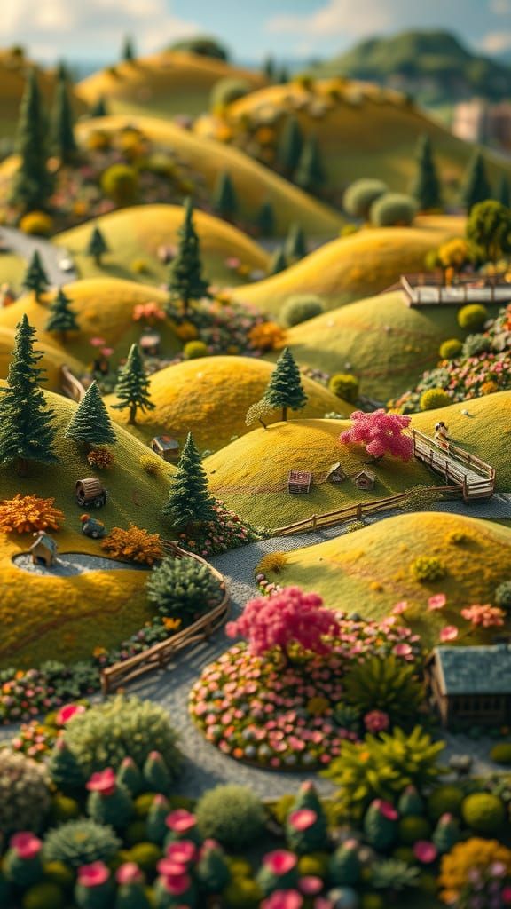 Detailed Miniature Worlds in Fantasy Landscapes