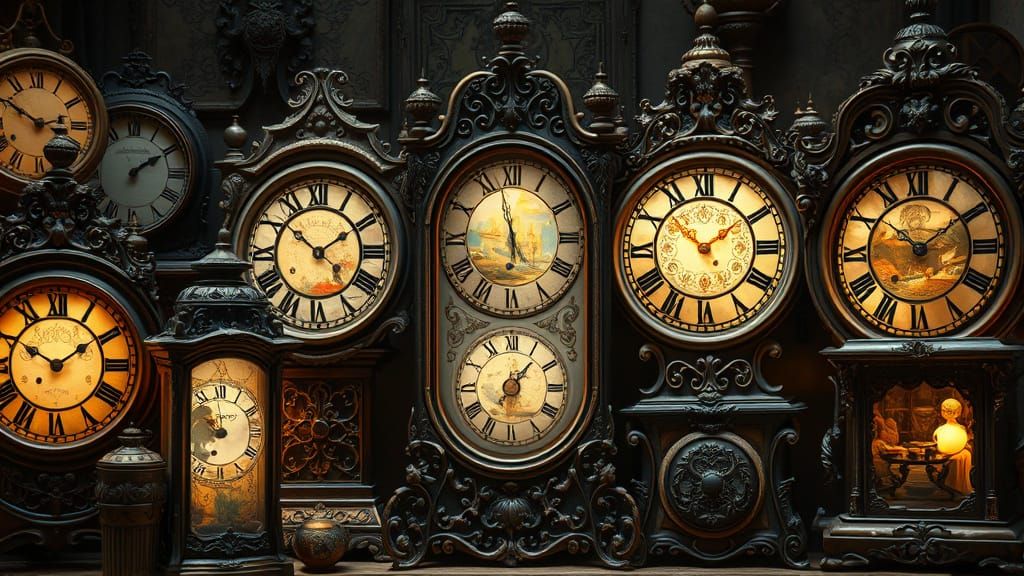 Mystical Vintage Clocks Reveal Dreamlike Worlds