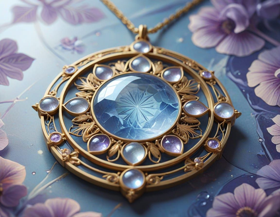 Floral Star Pendant in Art Nouveau Style