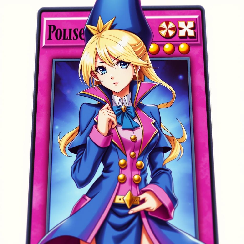 Anime-Magic Card Featuring a Beautiful Blonde Magician