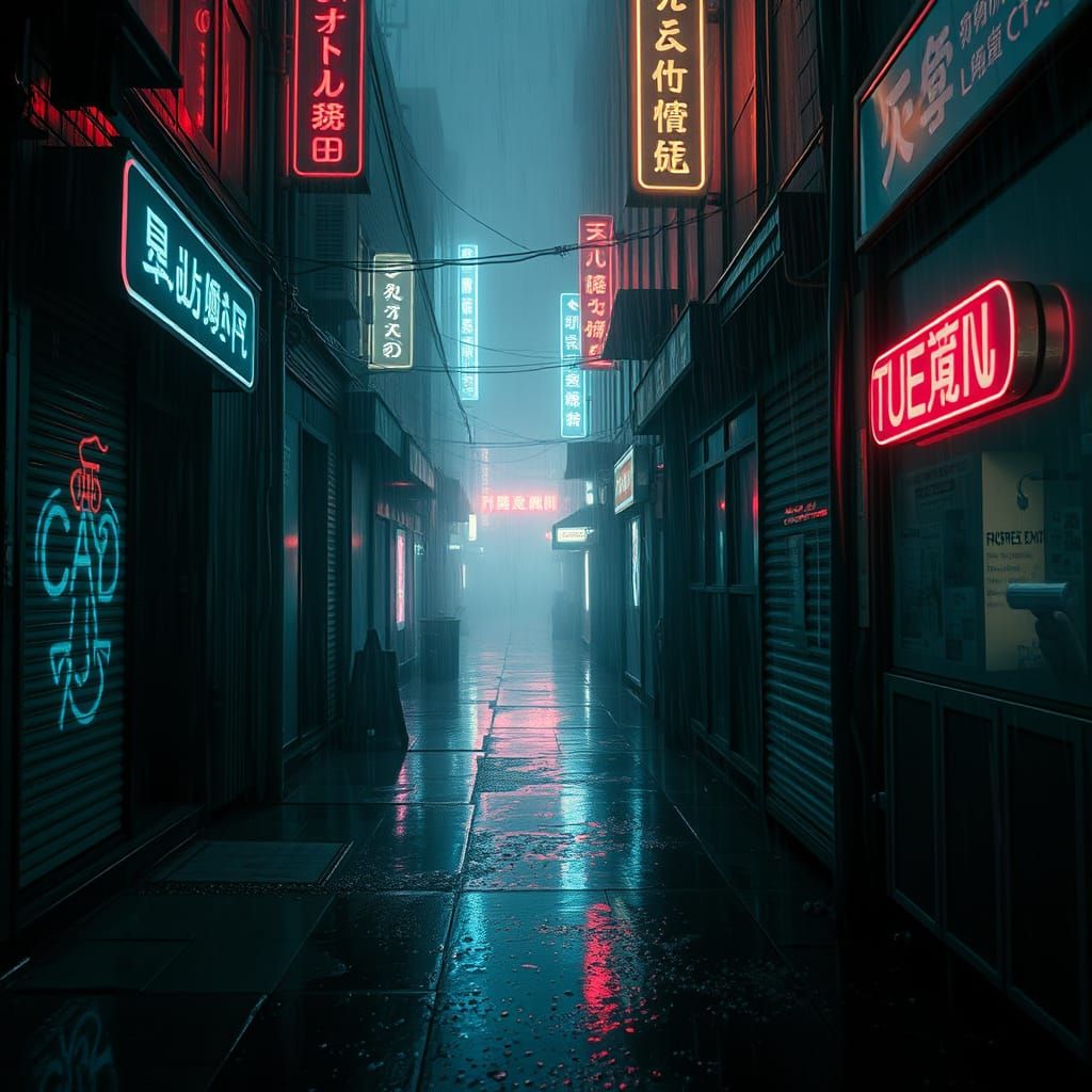 Cyberpunk Cityscape in Neon Hologram Glow