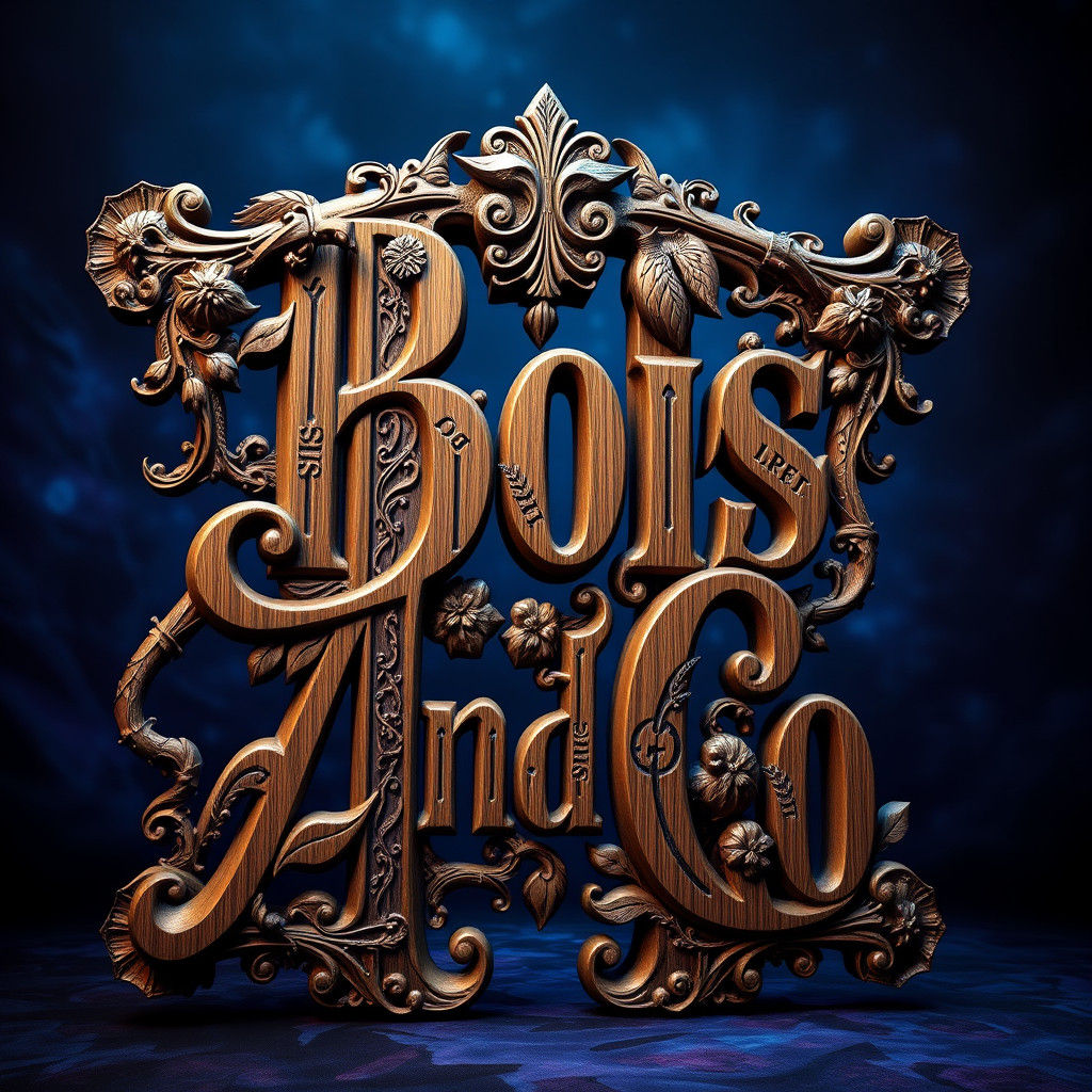 Mystical Wooden Letters with Runes in Matte Painting Style