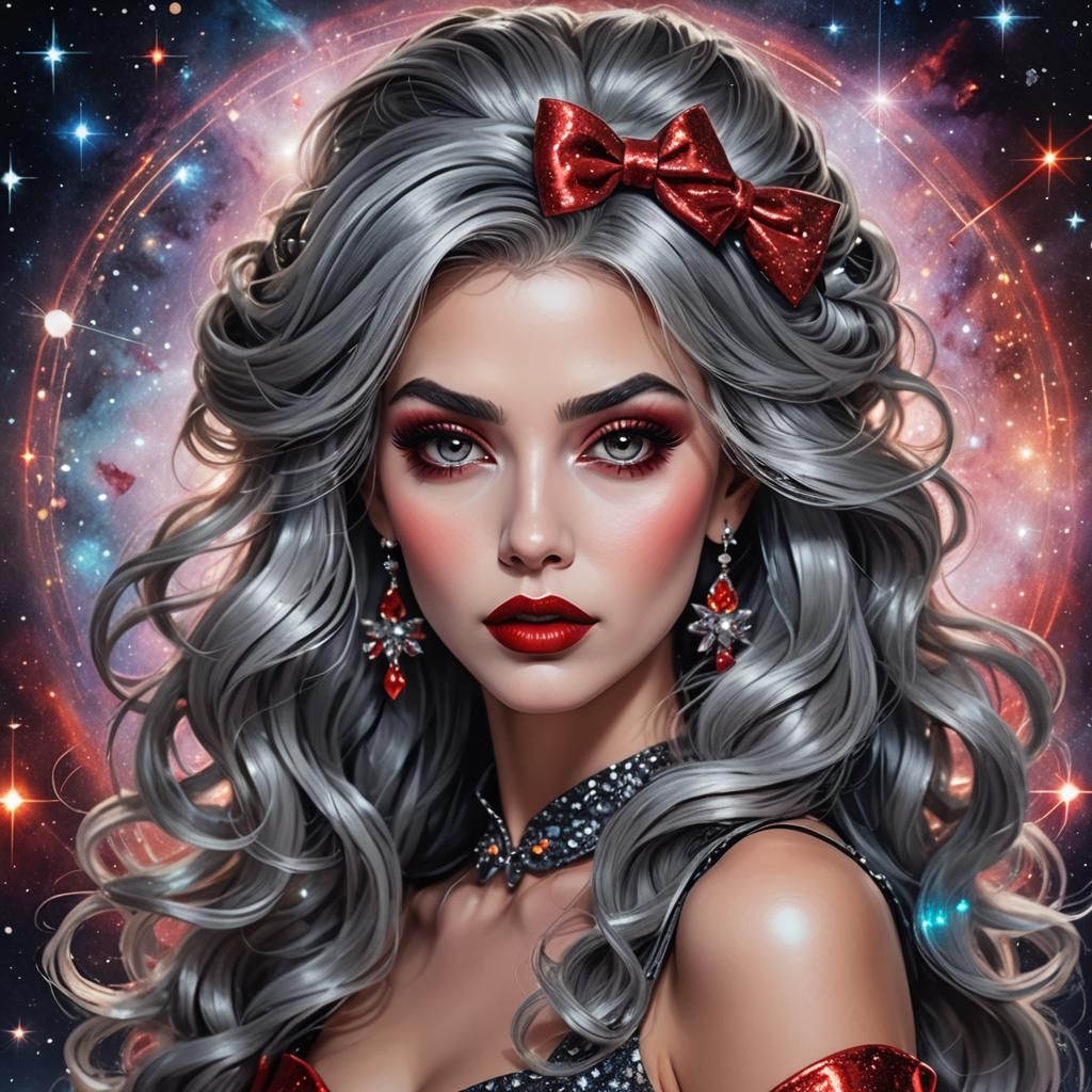 Stunning Woman with Red Lipstick by Pablo Amaringo