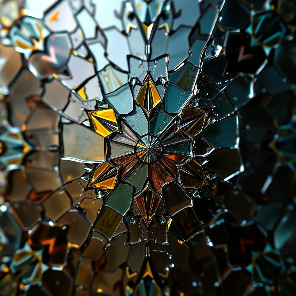 Vibrant Kaleidoscope Patterns in Shattered Glass