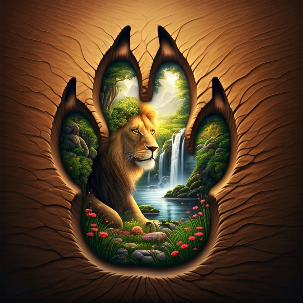 Lion's Paw Imprint Reveals Miniature World