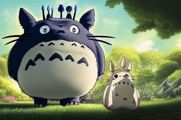 Charming Totoro and Catbus Painting