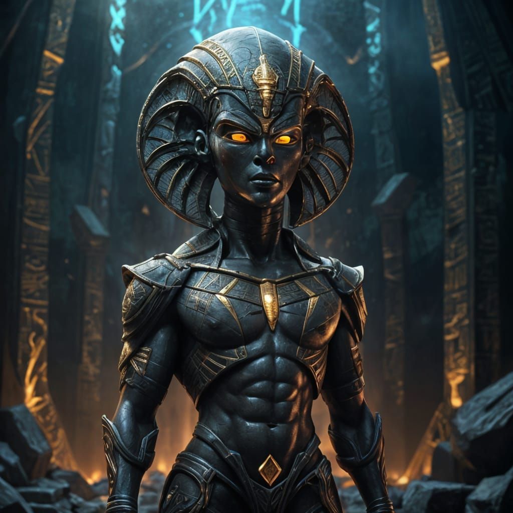 Egyptian Aesthetic with Hieroglyphs and Motifs