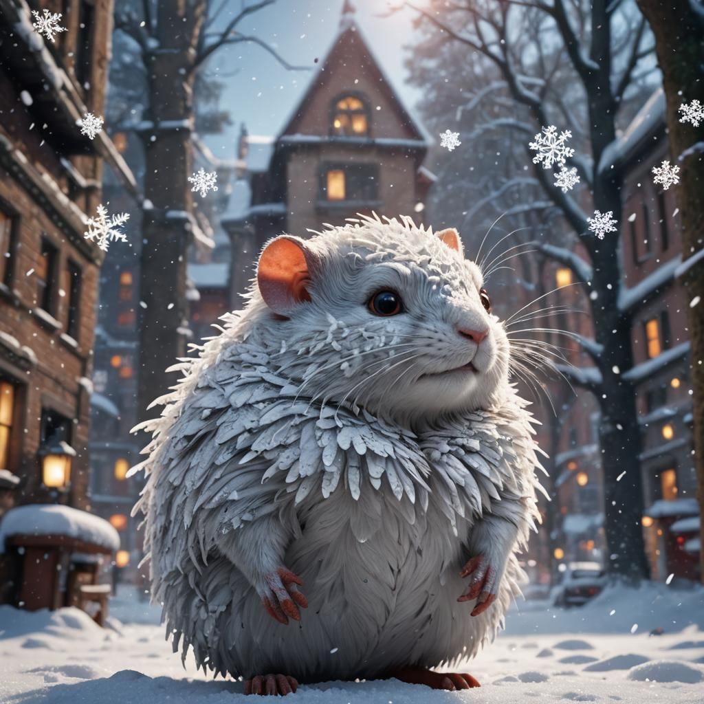 Snowflake Stuart Little in Falling Snow: Detailed Matte Pain...