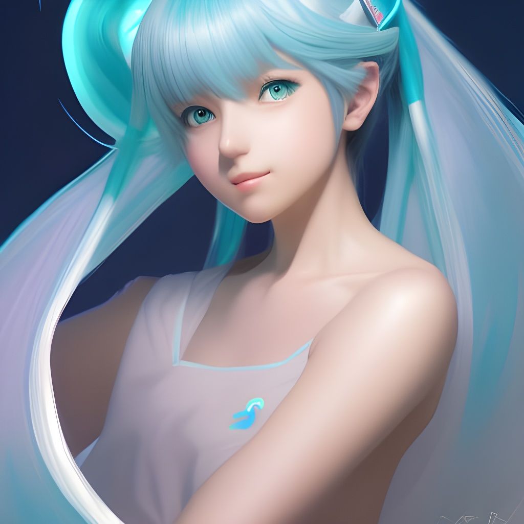 Angelic Hatsune Miku Portrait in Hyperdetailed Style