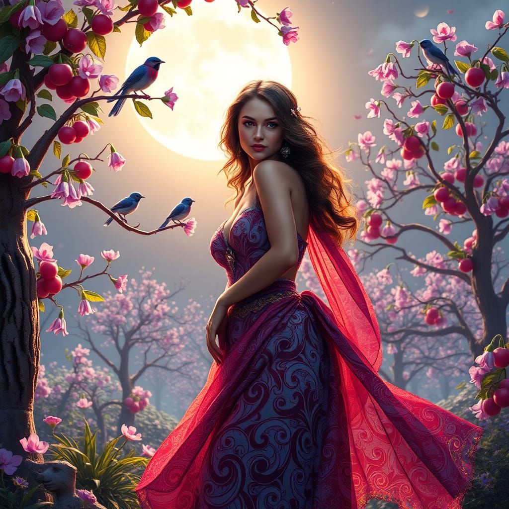 Dreamlike Greek Woman in a Fantasy Landscape