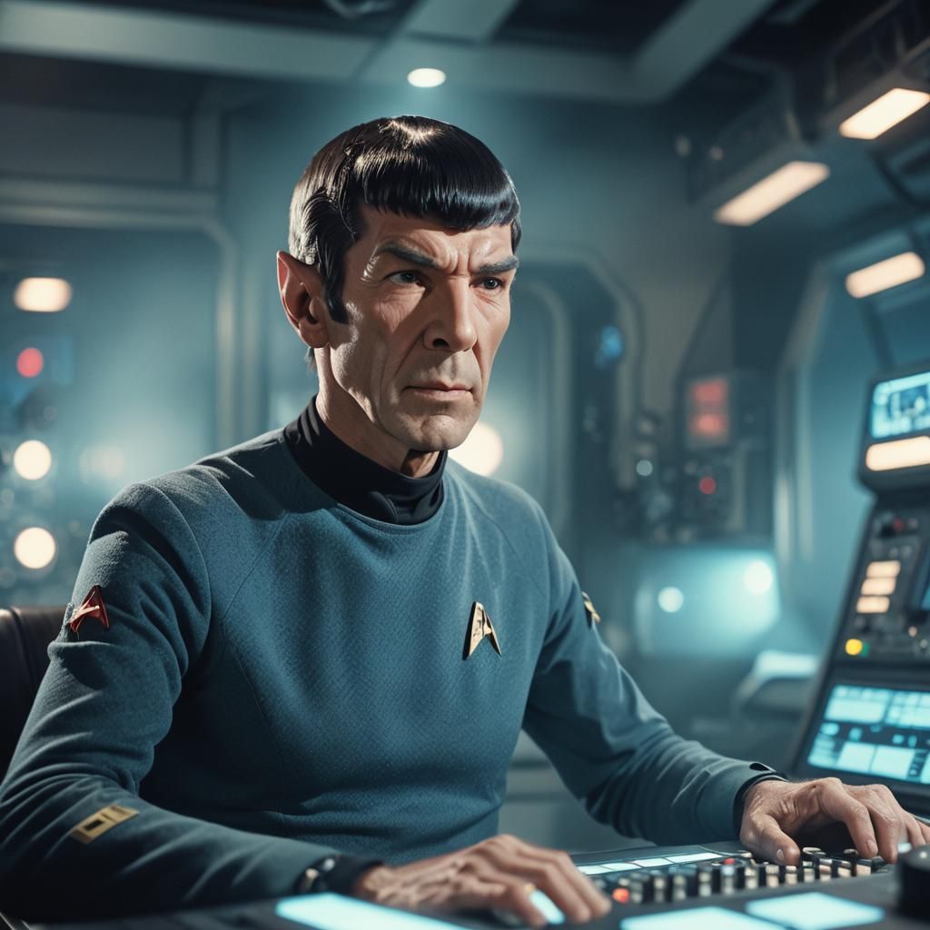 Cinematic Close-Up of Mr. Spock in Studio Lighting