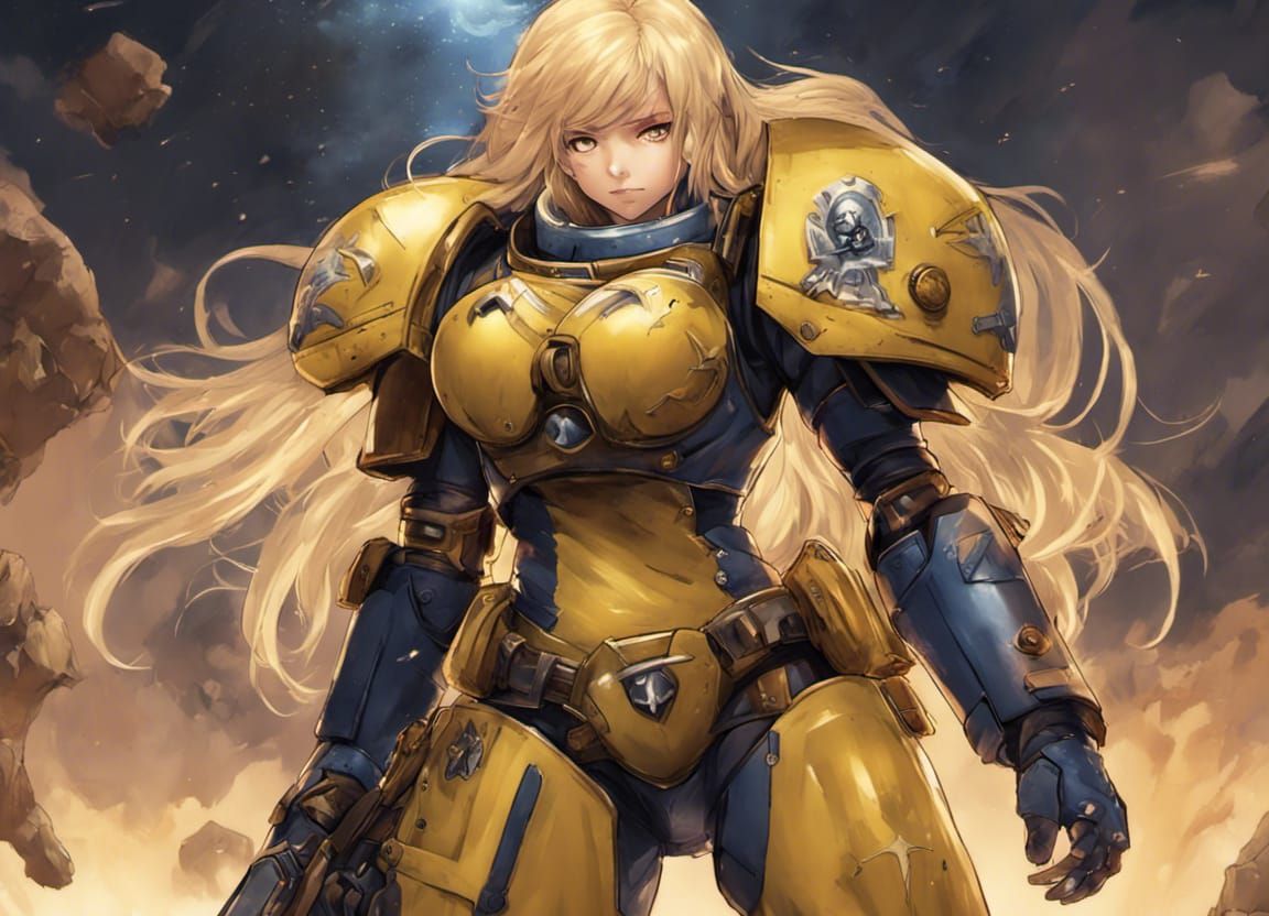 Anime Style Space Marine in Yellow Armor