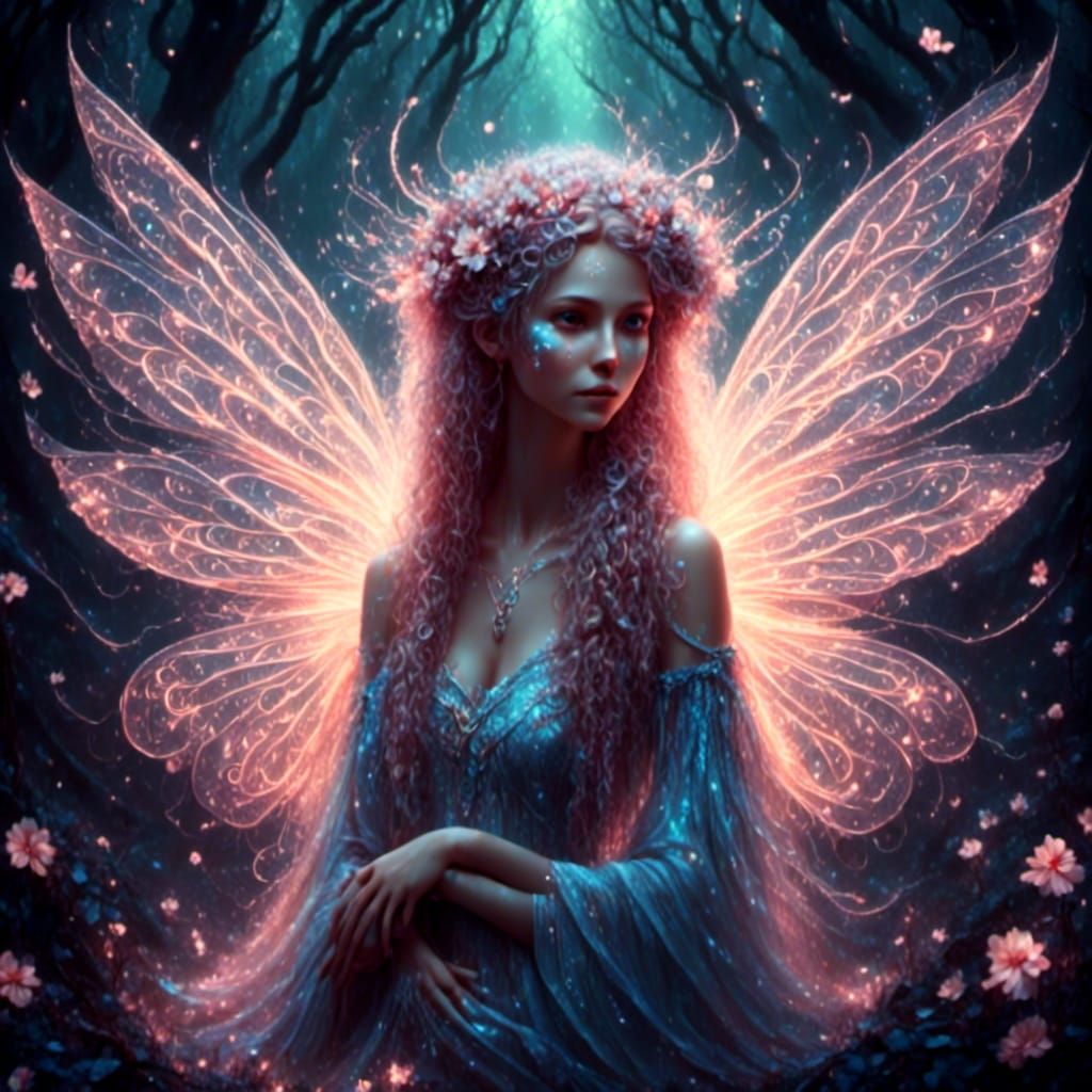 Enchanted Fairy in Bioluminescent Forest