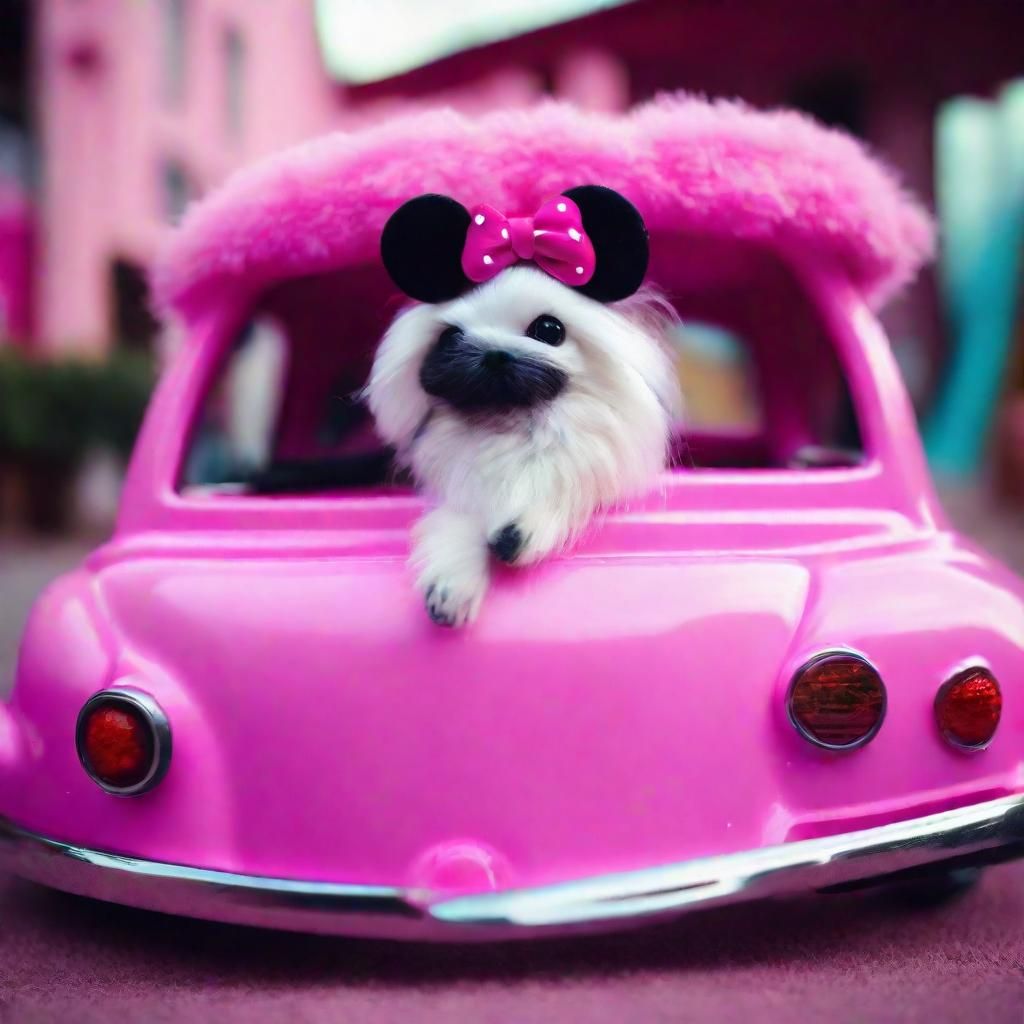 Fluffy Creature in Barbie Car: Cinematic Still