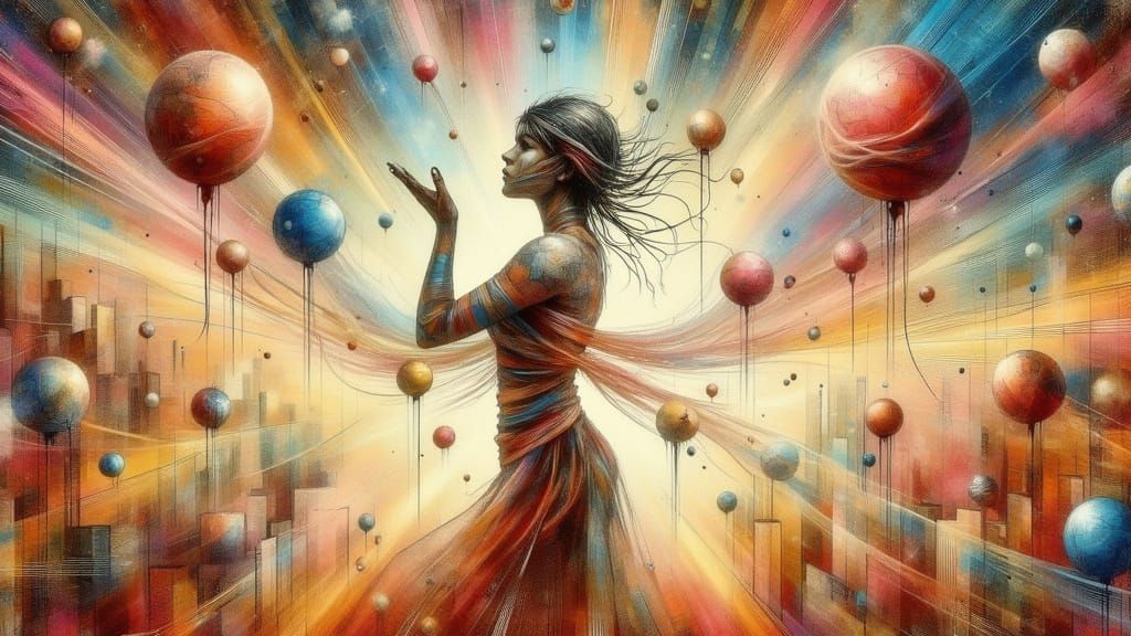 Dream Balloons in a Sun-Kissed City, 3D Surrealist Style