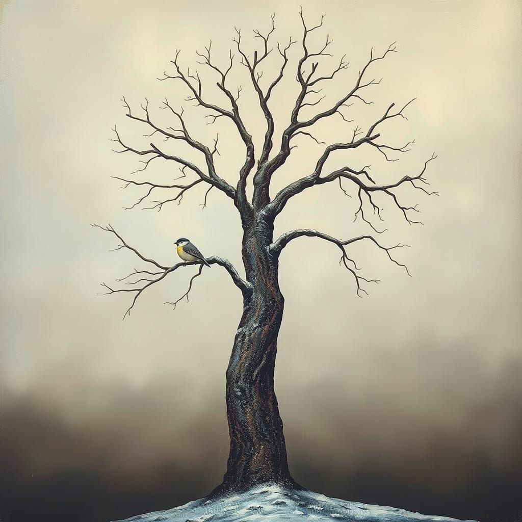 Winter Tree in Ethereal Landscape