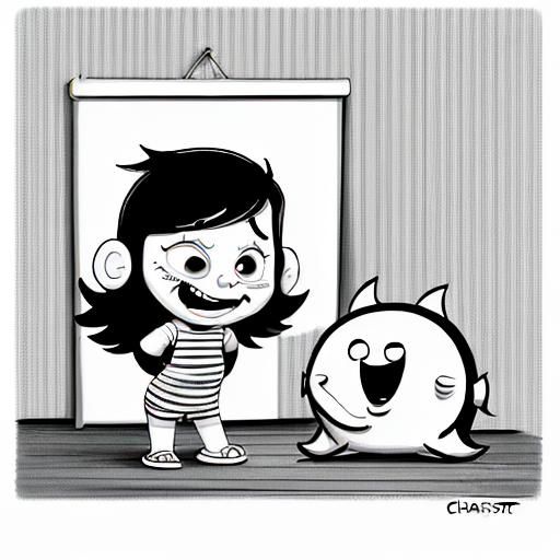 a black and white cartoon illustration inspired by the "Sorry, Charlie!" StarKist commercials, promoting tuna in a humor...