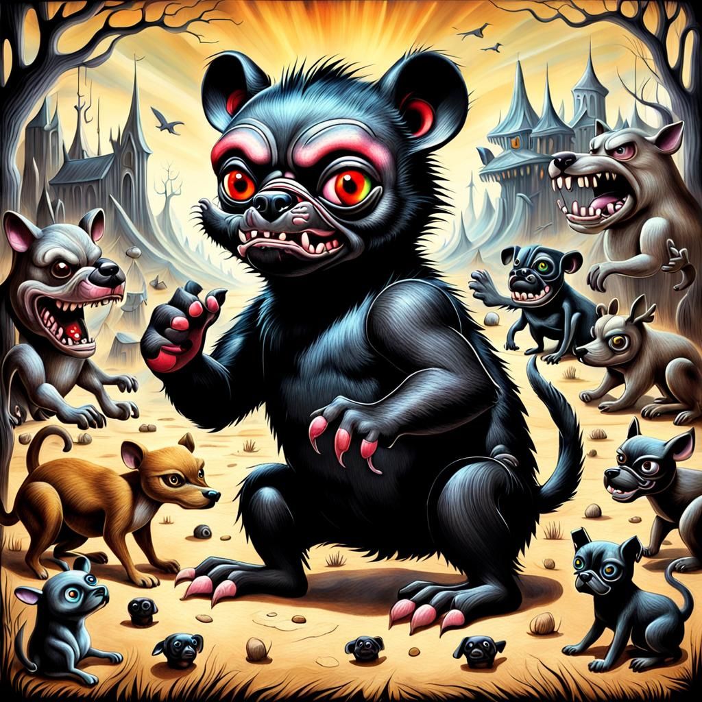Humorous Fantasy Art: Tasmanian Devil Kangaroo Pug