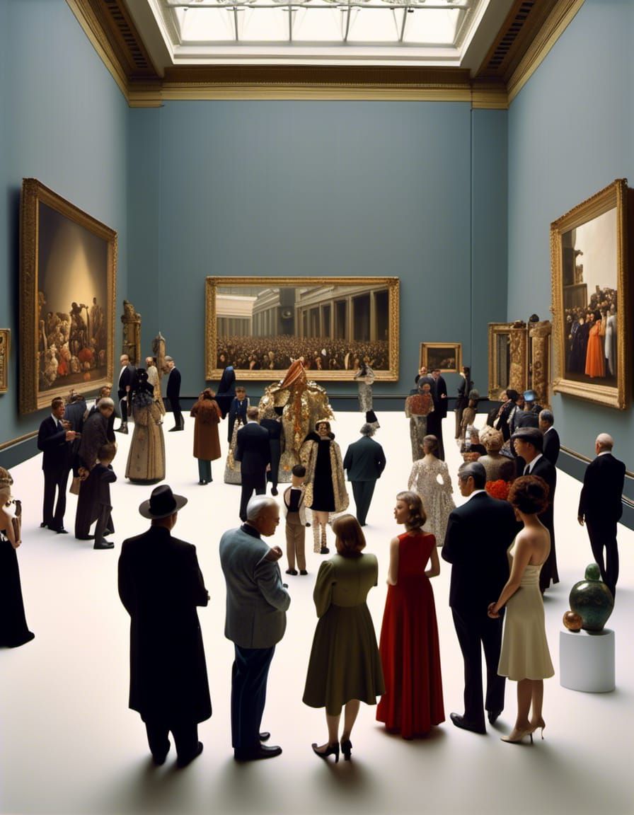 Elegant Art Museum Event in Hyperrealistic Style