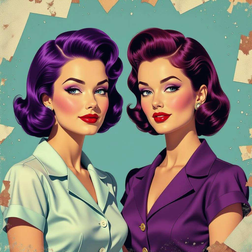 Dual Portrait: 1950s Housewife & Pin-Up Model Merged