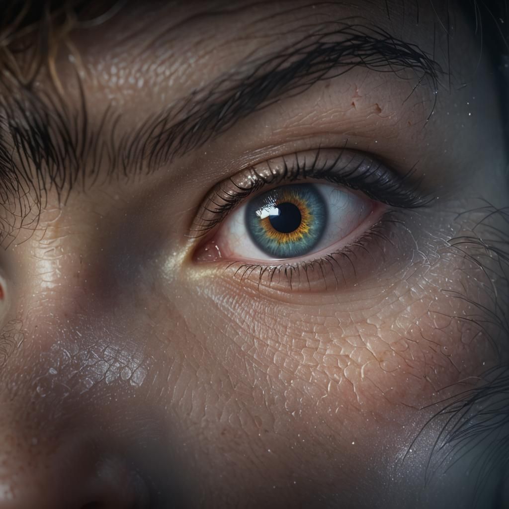 Vivid, Hyper-Realistic Eyes in a Dark Room