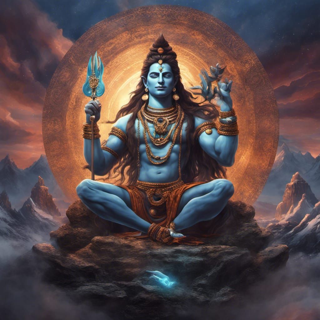 Shiva Teaches Yoga: Detailed Matte Painting