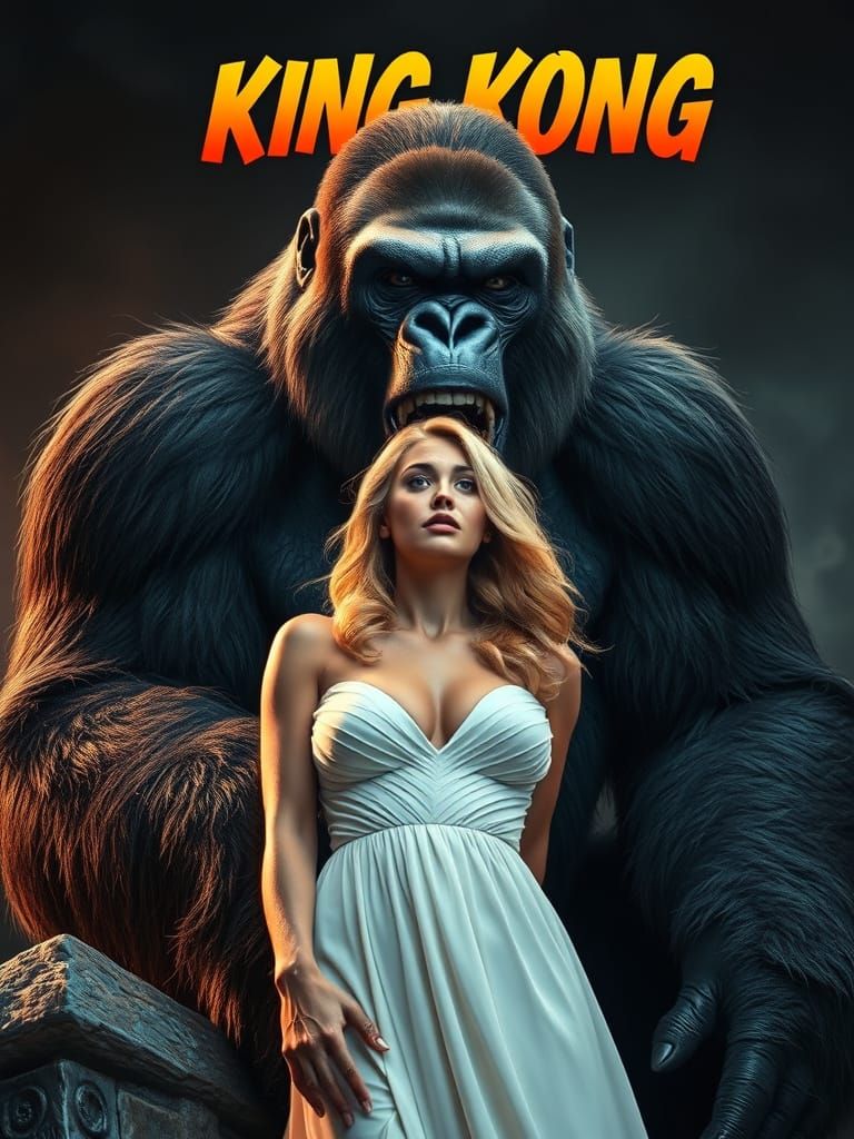 King Kong in a Dramatic Comicbook-Inspired Scene