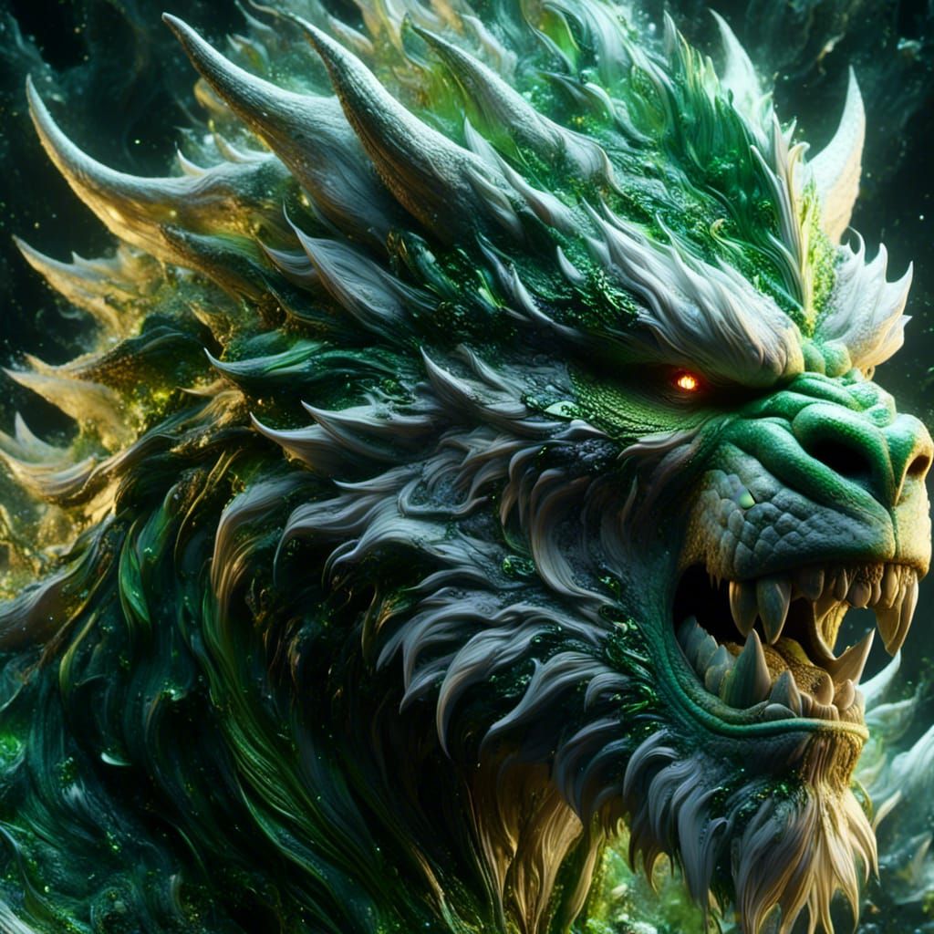 Dragon Gorilla and Viking Man: Hyperrealistic Art