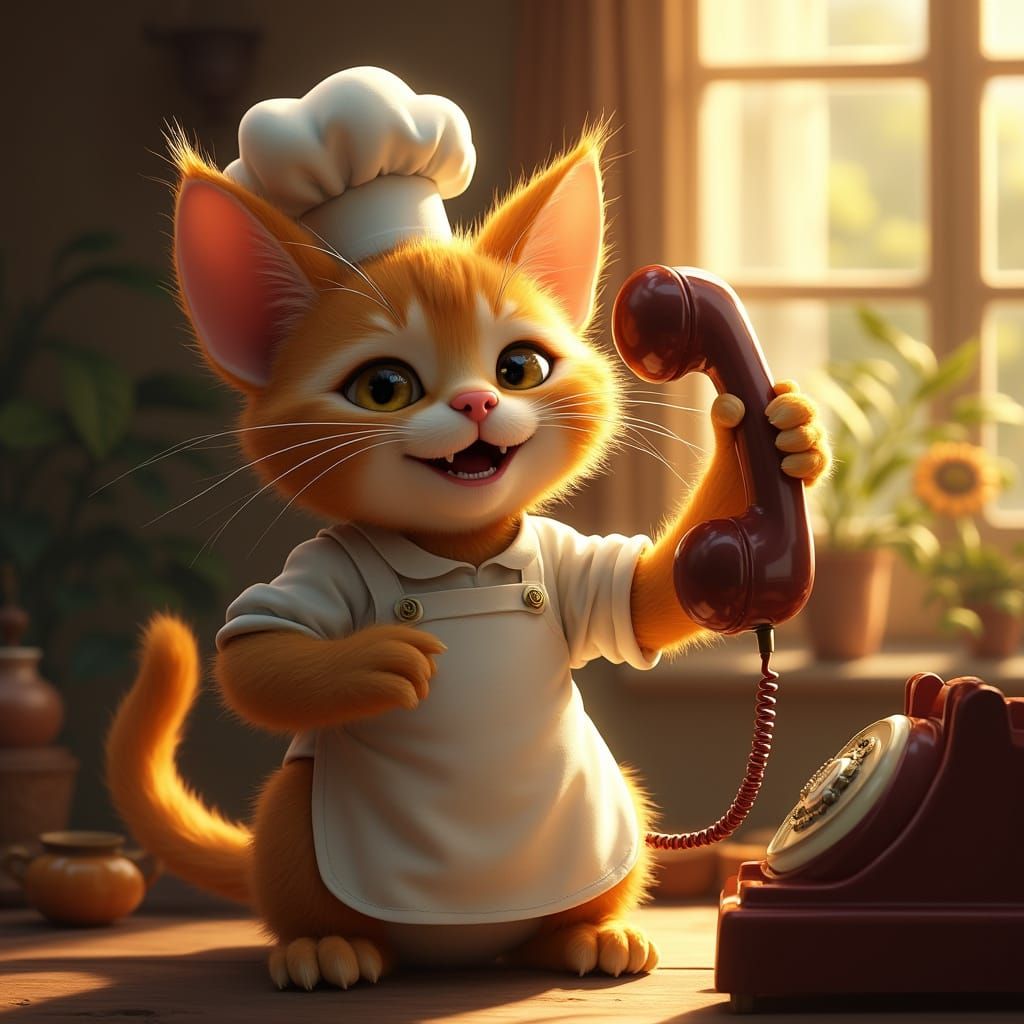 Whimsical Cat Chef Invites Monkey to Lively Soiree