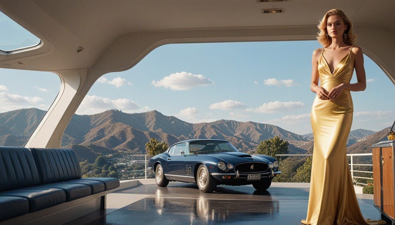 Elegant Jetsetter Emerges from Sleek Private Jet