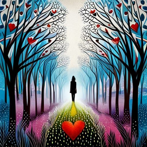 Enchanting Forest Garden in Mixed Media Style