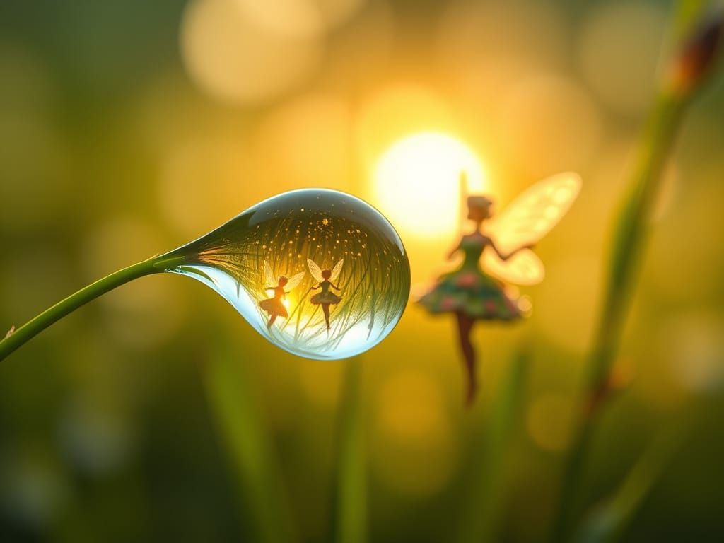 Fairies in Water Droplet: A Photorealistic Fantasy