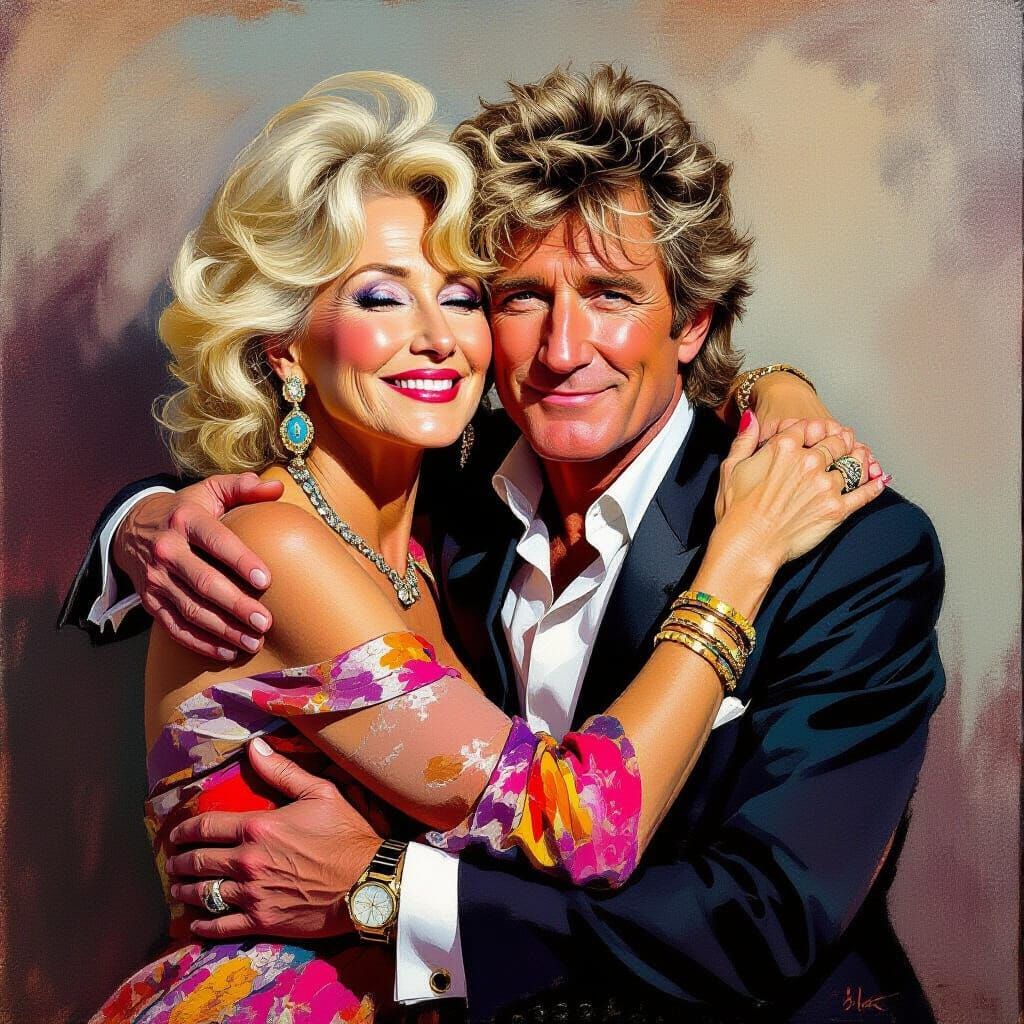 Rod Stewart Embraced, in Style of Sargent