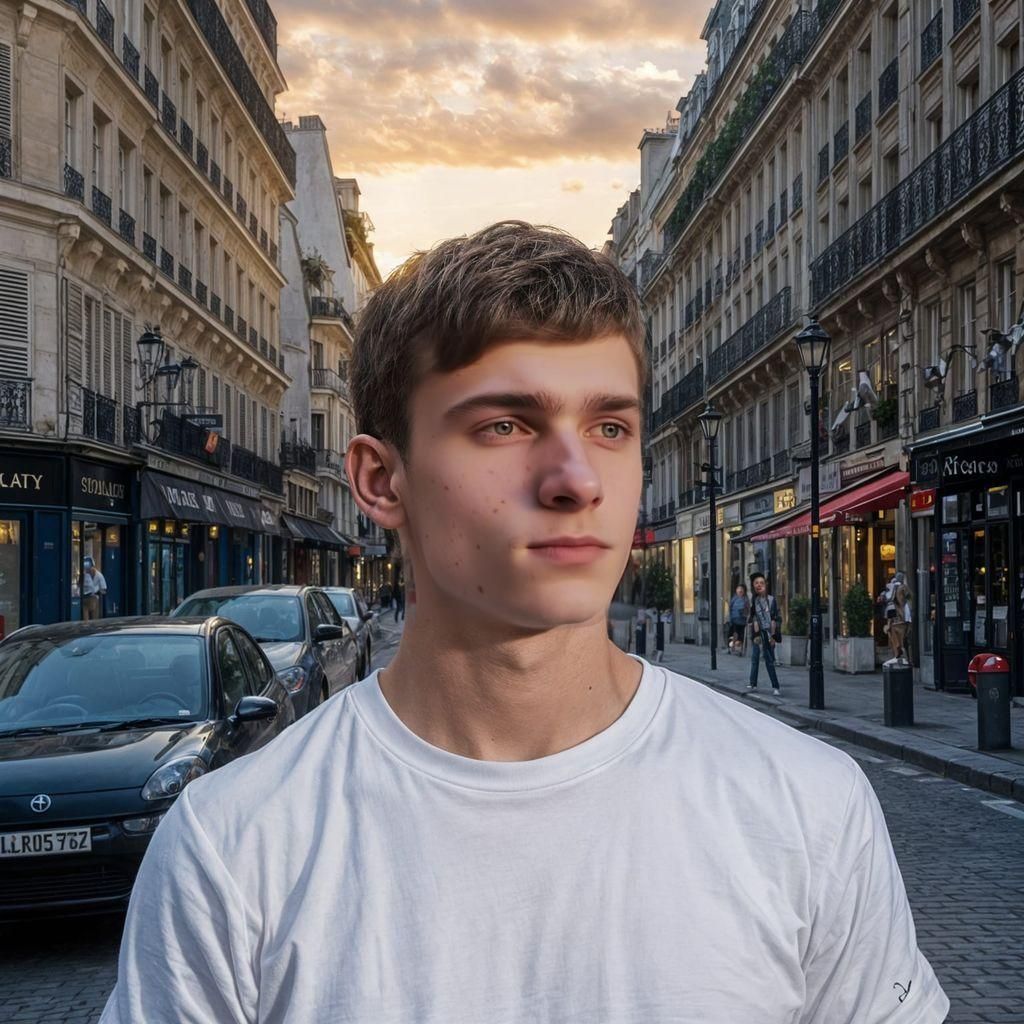French Man in Paris Street Scene Portrait
