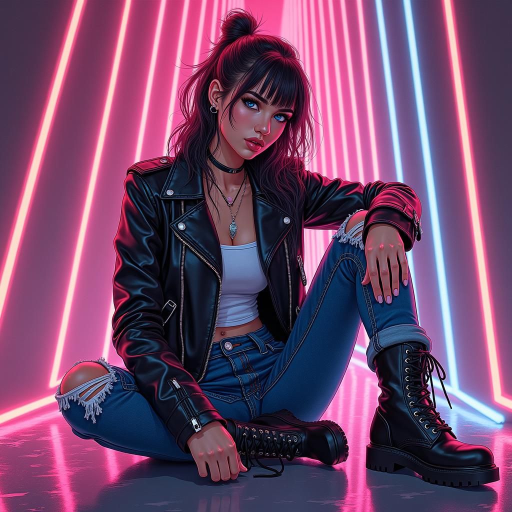 Mad Max Girl in 80s Retro-Futuristic Portrait