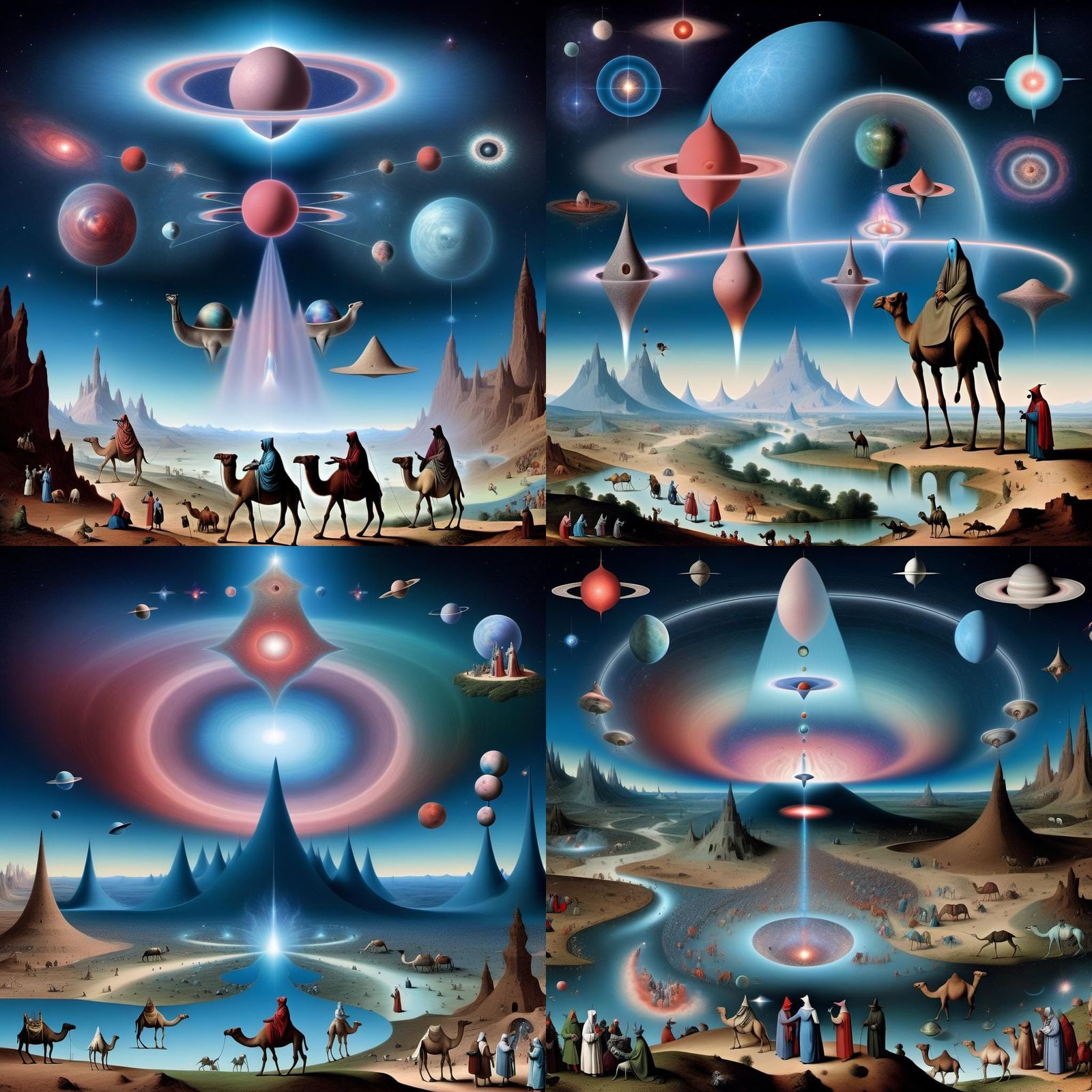 Cosmic Caravan: A Surreal Journey in Bosch Style