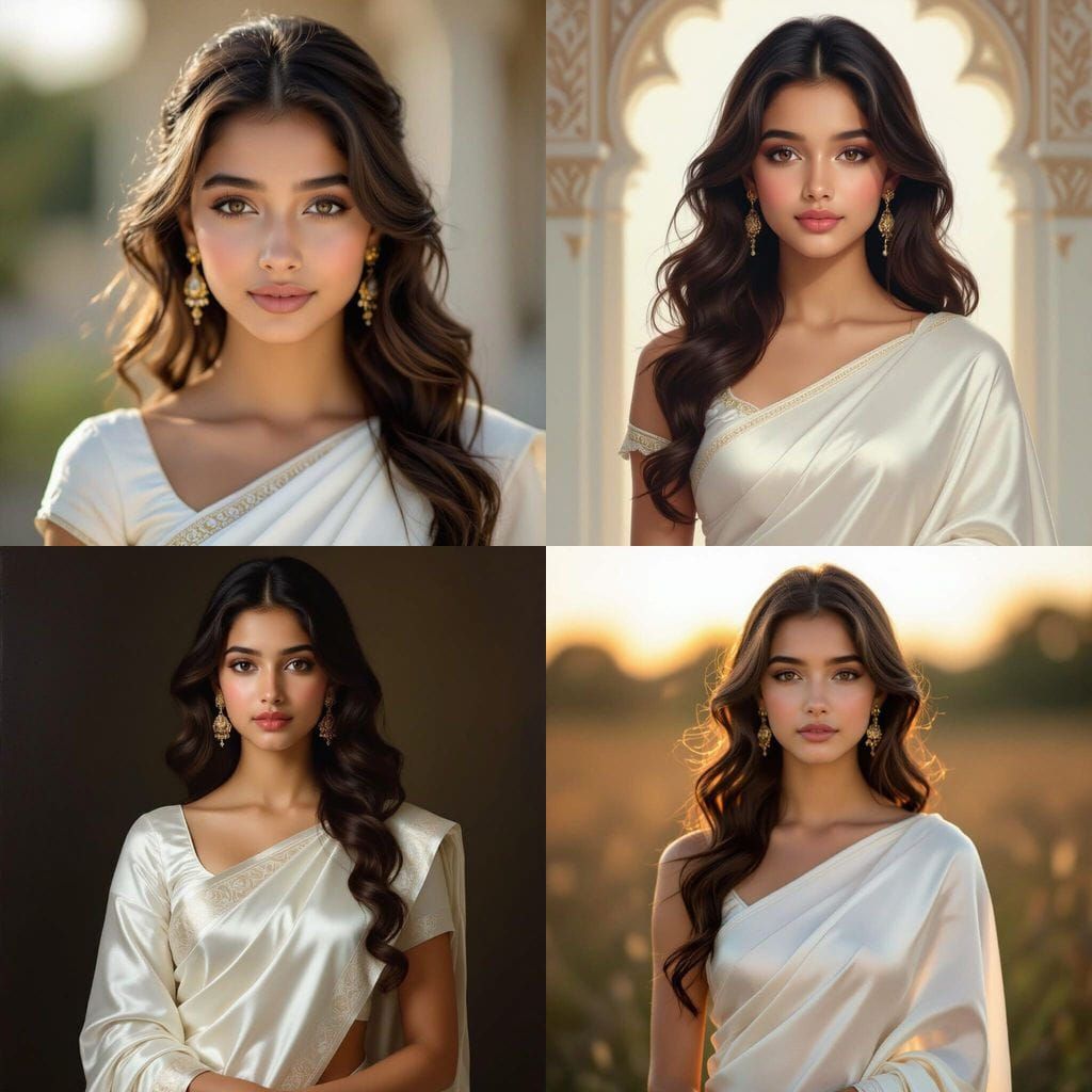 Teenage Girl in Saree with Hourglass Figure