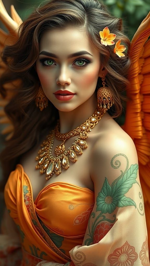 Goddess with Angelic Wings in Fairycore Style